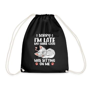 Maine Coon Sitting On Me Cats Purr Fluffy - Drawstring Bag - black - Front