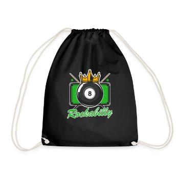 Rockabilly 50er Jahre Billard Spieler - Turnbeutel - Schwarz - Vorne