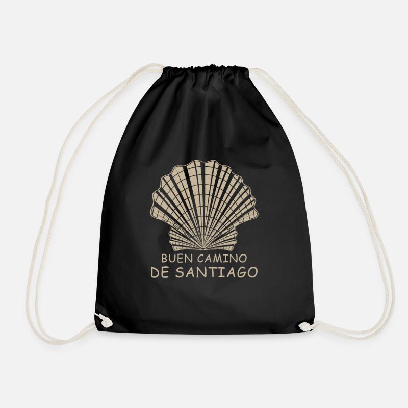 Buen Camino De Santiago Way of St. James Shell - Drawstring Bag - black