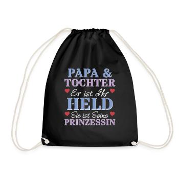 Vater Tochter Held Prinzessin Herz Werdender Papa - Turnbeutel - Schwarz - Vorne