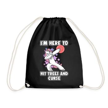 Dabbing Unicorn Disc Golf Je suis là pour frapper les arbres - Sac de sport léger - noir - Devant