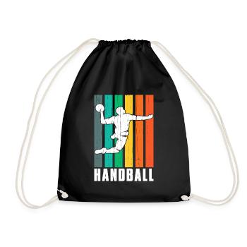 Handball Handballer Retro - Turnbeutel - Schwarz - Vorne