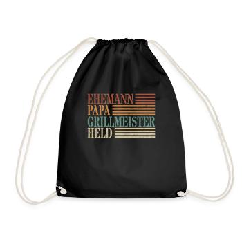 Ehemann Papa Grillmeister Held - Turnbeutel - Schwarz - Vorne