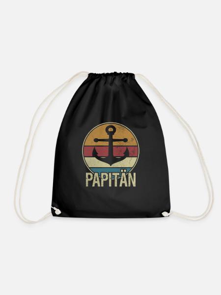 Papitän Anker Kapitän Vatertag Nachwuchs Geburt - Turnbeutel - Schwarz
