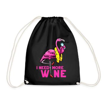 Weintrinker Ich brauche mehr Wein Flaningo Wein - Turnbeutel - Schwarz - Vorne