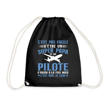 Je Suis Un Super Papa Et Pilote D'avion - Sac de sport léger - noir - Devant