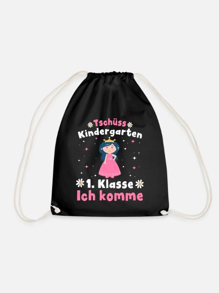 Schulkind 1. Klasse Mädchen Prinzessin Schulanfang - Turnbeutel - Schwarz