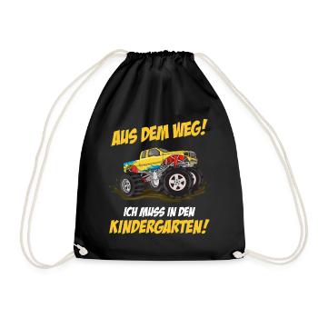 Kindergarten Jungen Monstertruck - Turnbeutel - Schwarz - Vorne
