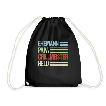 Ehemann Papa Grillmeister Held - Turnbeutel - Schwarz - Vorne