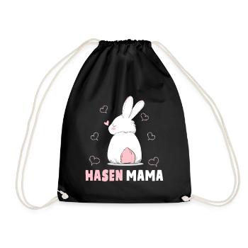 Hasen Mama Süßes Häschen Ostern Hasenmama - Turnbeutel - Schwarz - Vorne