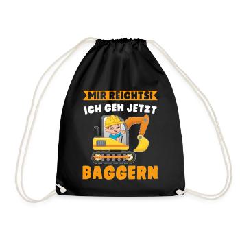 Baggern Lustiger Spruch Jungen Bagger - Turnbeutel - Schwarz - Vorne
