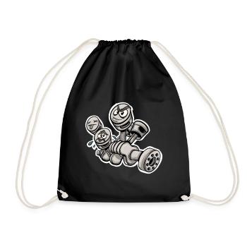 Working Engine Pistons Car Mechanic - Drawstring Bag - black - Front