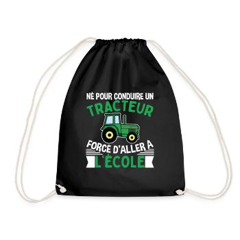 Forcé D'aller À L'école Cadeau Tracteur - Sac de sport léger - noir - Devant
