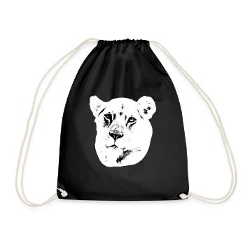 Lion Head Female, front, black white - Drawstring Bag - black - Front