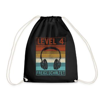 4. Geburtstag Junge Gamer Level 4 Jahre - Turnbeutel - Schwarz - Vorne