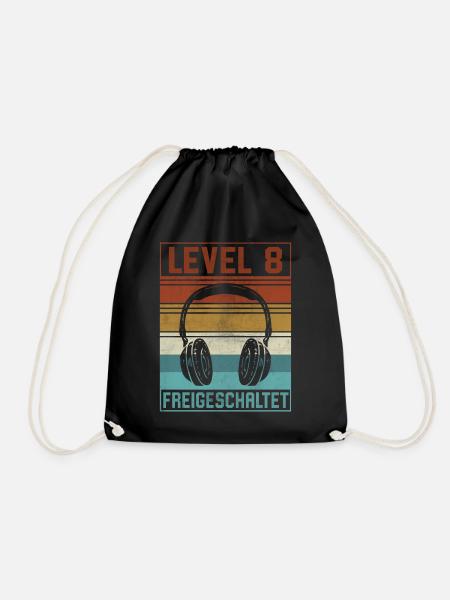 8. Geburtstag Junge Gamer Level 8 Jahre - Turnbeutel - Schwarz