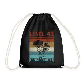 Level 43 Jahre Mann Gamer 43. Geburtstag - Turnbeutel - Schwarz - Vorne