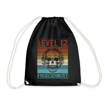 12. Geburtstag Gamer Level 12 Jahre - Turnbeutel - Schwarz - Vorne
