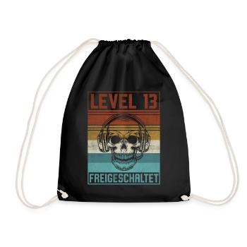 13. Geburtstag Gamer Level 13 Jahre - Turnbeutel - Schwarz - Vorne