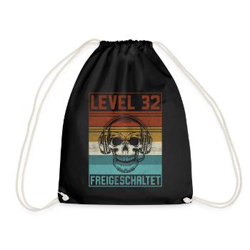 32. Geburtstag Gamer Level 32 Jahre - Turnbeutel - Schwarz - Vorne