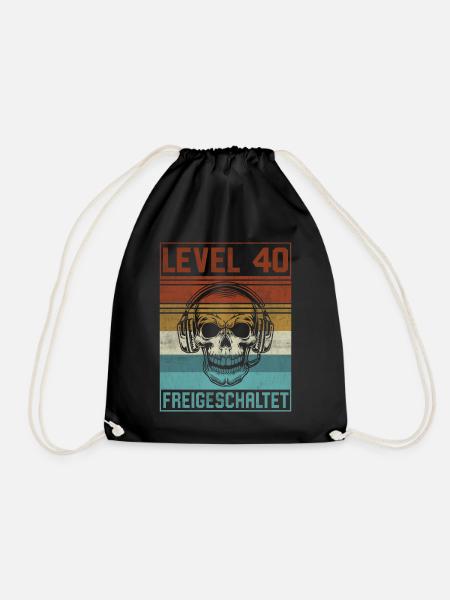 40. Geburtstag Gamer Level 40 Jahre - Turnbeutel - Schwarz