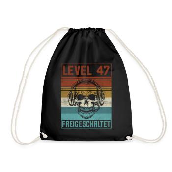 47. Geburtstag Gamer Level 47 Jahre - Turnbeutel - Schwarz - Vorne