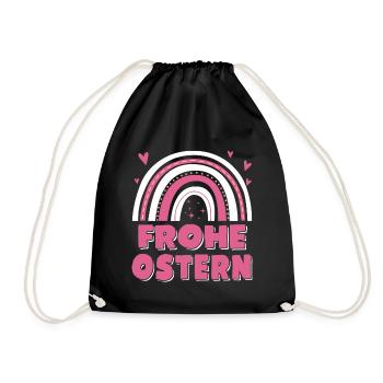 Oster Regenbogen Frohe Ostern - Turnbeutel - Schwarz - Vorne