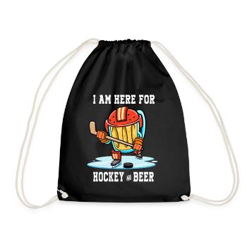 Bierhockeyspieler Ich bin hier für Eishockey & Bier - Turnbeutel - Schwarz - Vorne