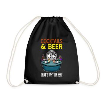 Cocktails Biere Deshalb bin ich hier Barkeeper - Turnbeutel - Schwarz - Vorne