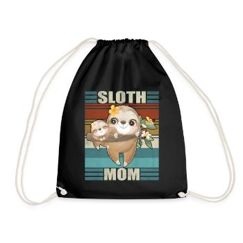 Sloth Mama Flowers Mother's Day Sloth Love - Drawstring Bag - black - Front
