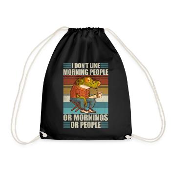 I don't like morning people Funny dad coffee - Drawstring Bag - black - Front