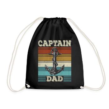 Captain Papa Sailboat Anchor Sailor Papa - Drawstring Bag - black - Front