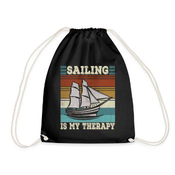 Sailing is my therapy Sailboat Funny Sail - Drawstring Bag - black - Front