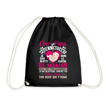Naissance Enceinte Humour Idée Cadeau Papa Amour - Sac de sport léger - noir - Devant