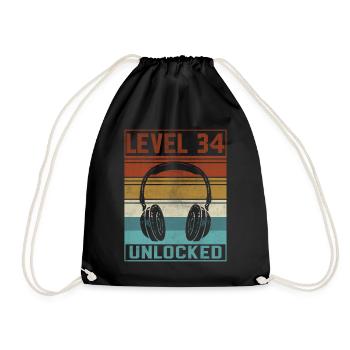 Gamer 34th Birthday Gamer - Drawstring Bag - black - Front