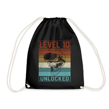 Boy 10th Birthday Gamer - Drawstring Bag - black - Front