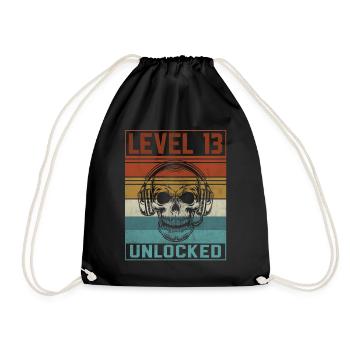 Gamer 13th Birthday - Drawstring Bag - black - Front