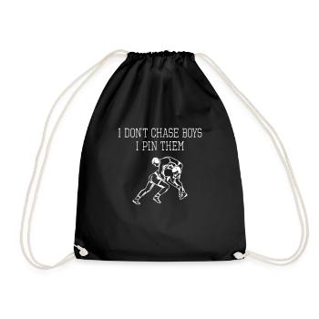 Wrestler Martial Arts Don't Chase Boys Pin Them - Drawstring Bag - black - Front