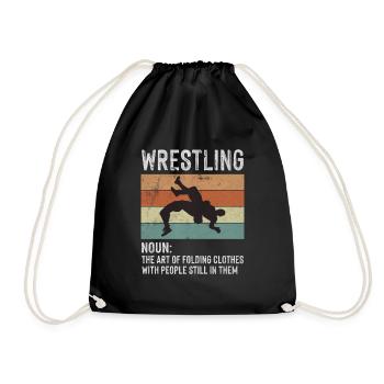 Wrestling Noun Definition Art Folding Clothes - Drawstring Bag - black - Front