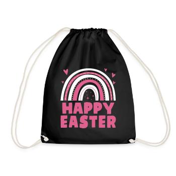 Happy Easter Women Kids Rainbow - Drawstring Bag - black - Front