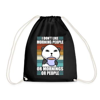 Sarcastic Panda Coffee Moody Lazy Animal - Drawstring Bag - black - Front
