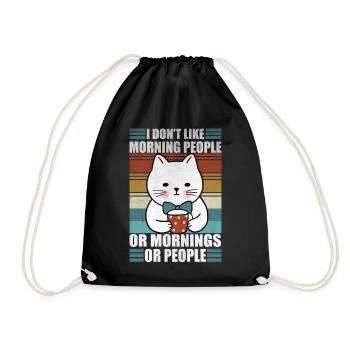 Sarcastic Cat Morning People Coffee Moody Kitty - Drawstring Bag - black - Front