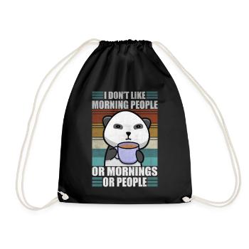 Sarcastic Animal Coffee Moody Panda Lazy - Drawstring Bag - black - Front