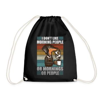 Moody Dachshund Coffee Sarcastic Wiener Dog - Drawstring Bag - black - Front