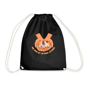 Rise Lifting Others Life Wisdom Hamster Hands - Drawstring Bag - black - Front