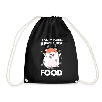 Only Care About My Food Hamster Hamster Cheeks - Drawstring Bag - black - Front