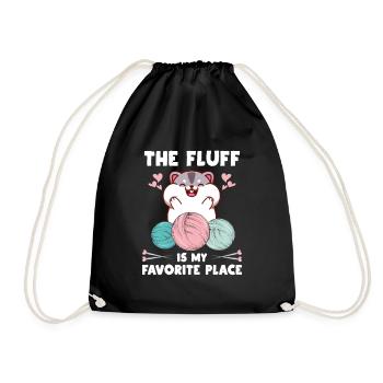 Hamster Knitting Crochet Cotton Wool Wool Favorite Place - Drawstring Bag - black - Front