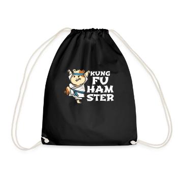 Kung Fu Hamster Martial Arts Rodent Fighter Gift - Drawstring Bag - black - Front