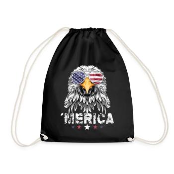 4th of July American Flag USA Sunglasses Eagle - Turnbeutel - Schwarz - Vorne