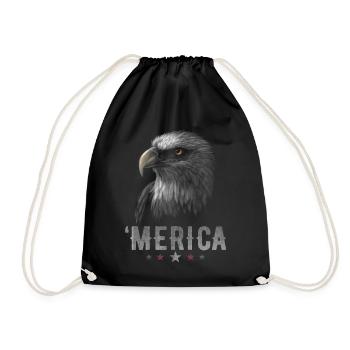 Eagle Patriotic Merica 4th of July USA - Drawstring Bag - black - Front